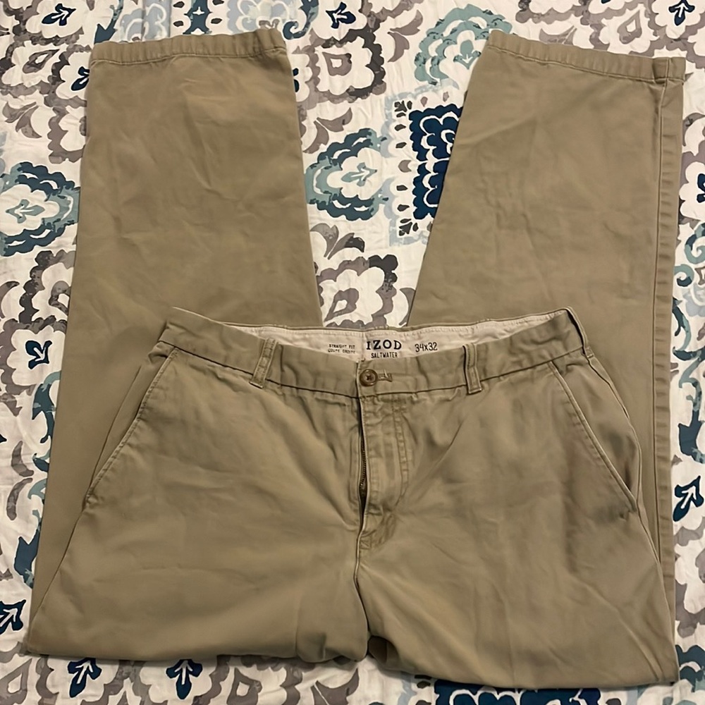 Mens Izod 34x32 Khaki Pants